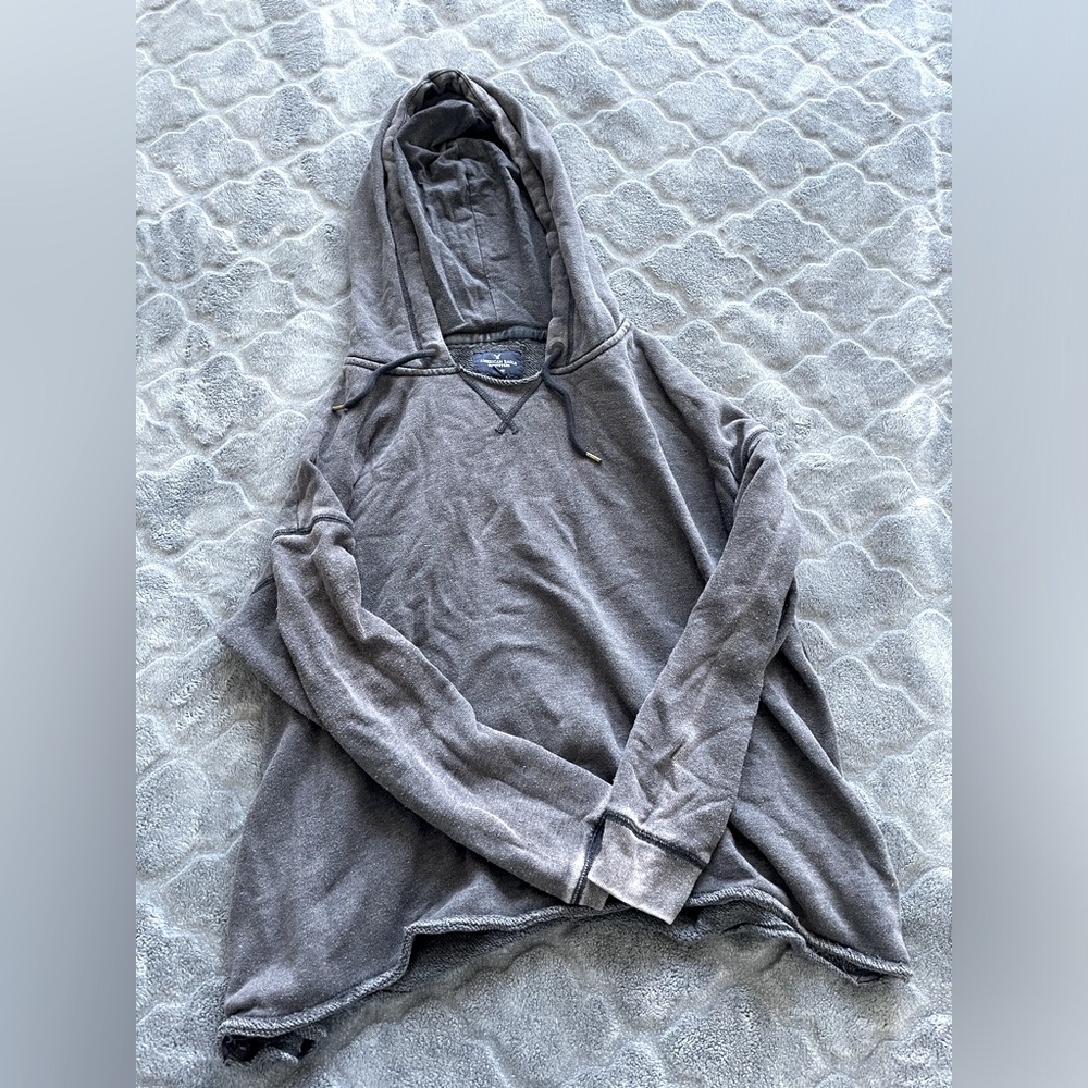 Cozy Grey American Eagle Hoodie Soft Long Sleeve